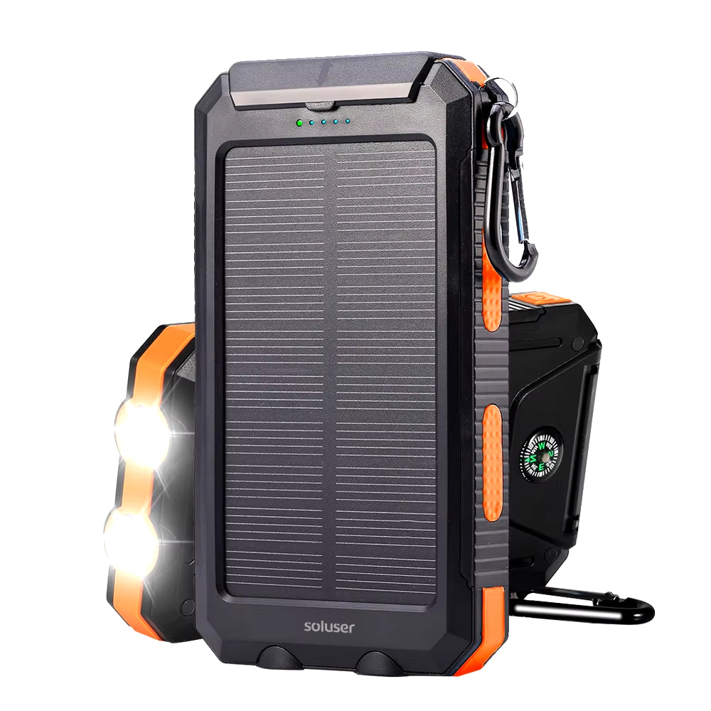 20000Mah Power Bank Waterproof Solar Powerbank External Battery Fast Mobile Phone Charger for Samsung Iphone Xiaomi Poverbank