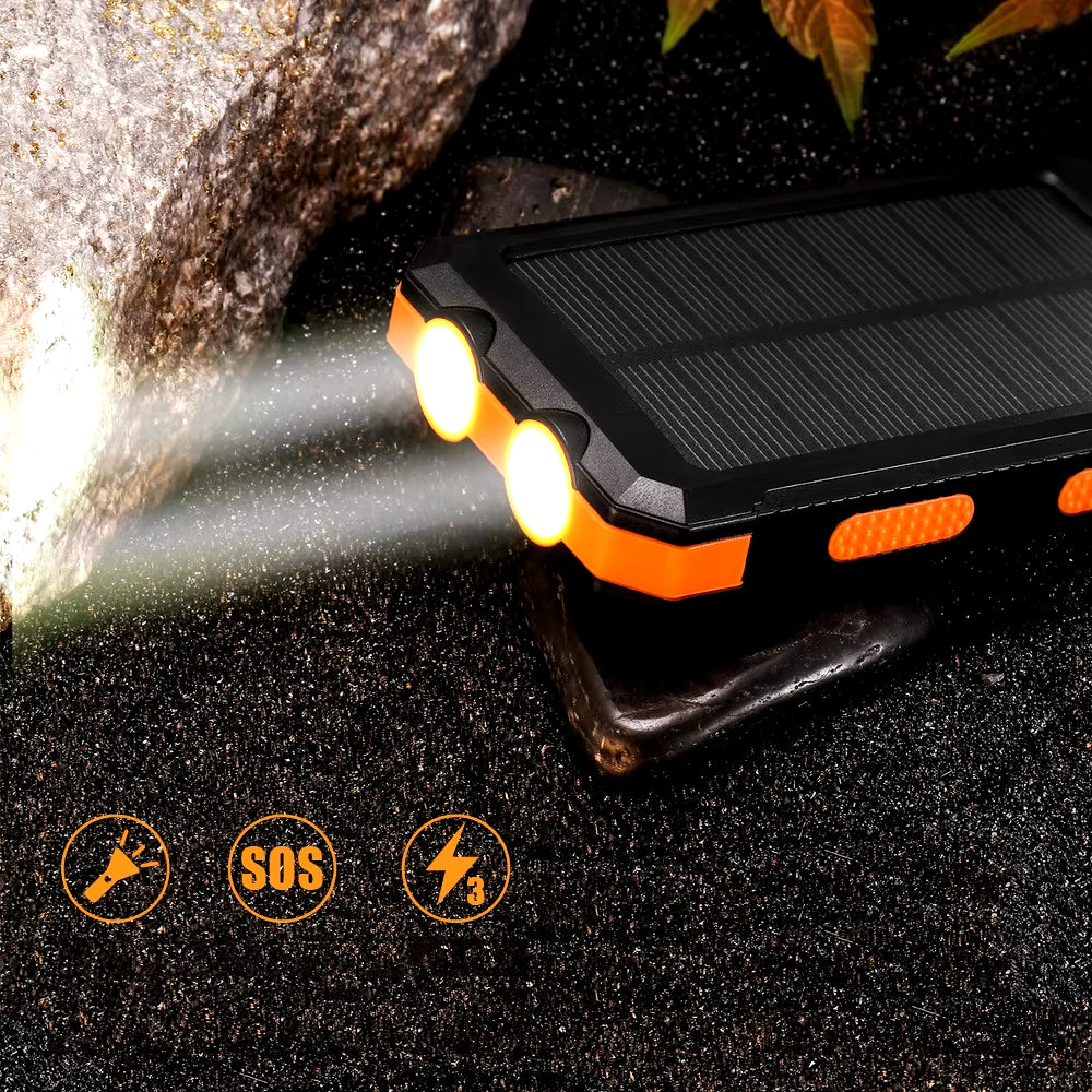 20000Mah Power Bank Waterproof Solar Powerbank External Battery Fast Mobile Phone Charger for Samsung Iphone Xiaomi Poverbank
